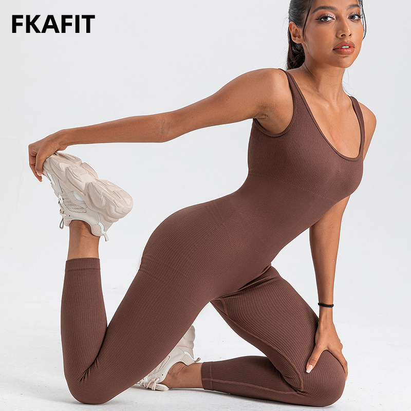 Yoga Fitness Fit Club - Kadın tulum uzun kollu sıska Bodycon