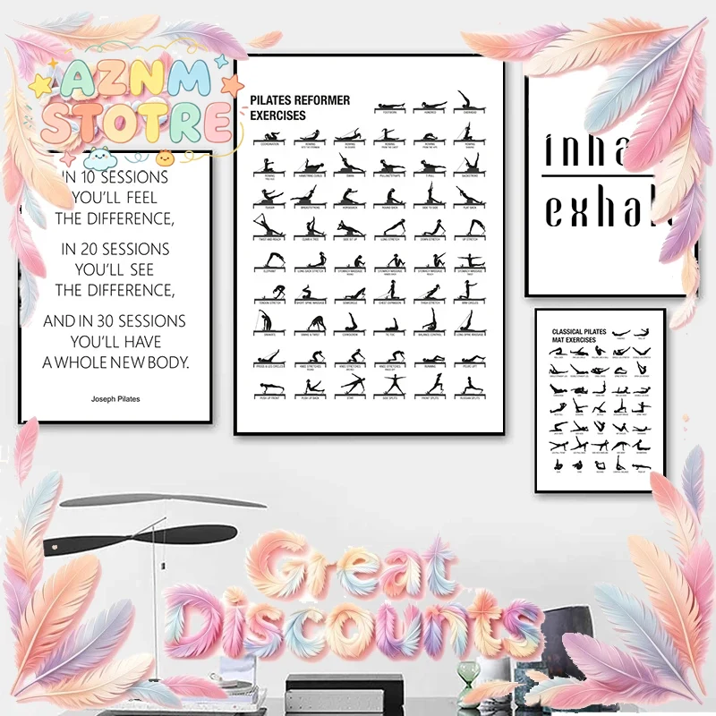 Yoga Fitness Gifts - Pilates Egzersiz Tablosu Posteri Kanvas Baskıları