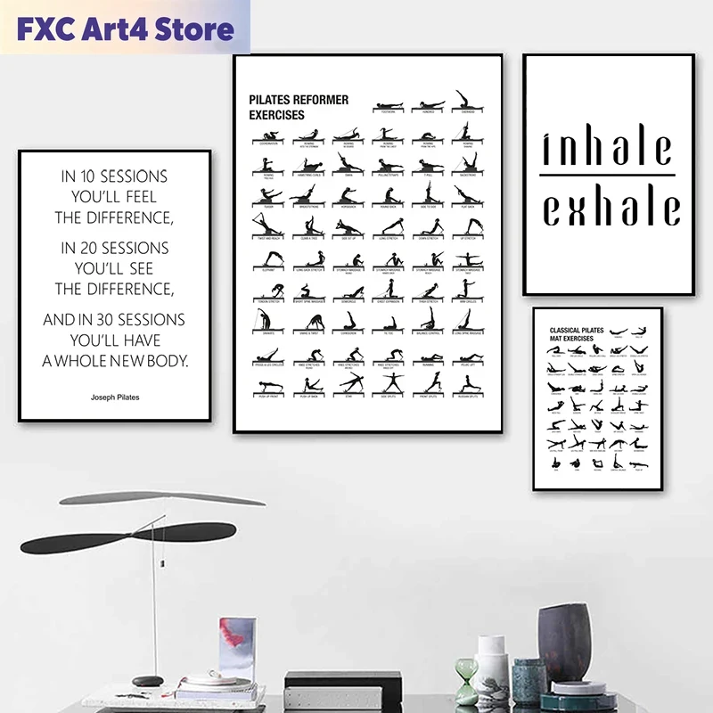 Yoga Fitness Gifts - Çerçevesiz Pilates Egzersiz Tablosu Posteri Kanvas